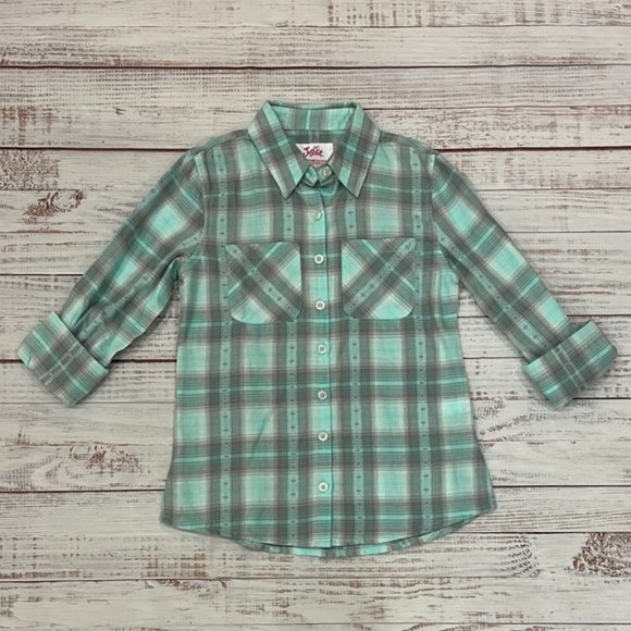 Girls Pretty Cool Plaid Button Up Shirt 2-Piece Set - Picture 2 of 11